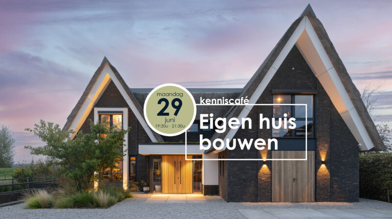 Villa in de schemer met de tekst Eigen huis bouwen